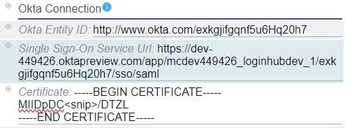Okta Connection Menu